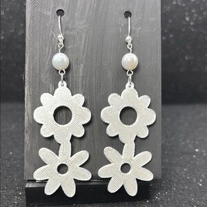 White Floral Drop Earrings